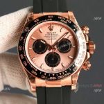 C1 Factory Rolex Cosmograph Daytona 4131 Rose Gold-Black Dial Oysterflex Strap Watch